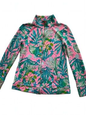 Lilly Pulitzer Skipper Jacket Womens XXS Pink Aqua Coral Reef Coastal